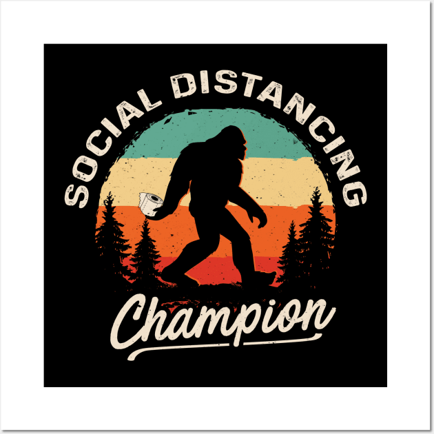 Funny Bigfoot Social Distancing Champion with Toilet Paper Wall Art by Dailygrind